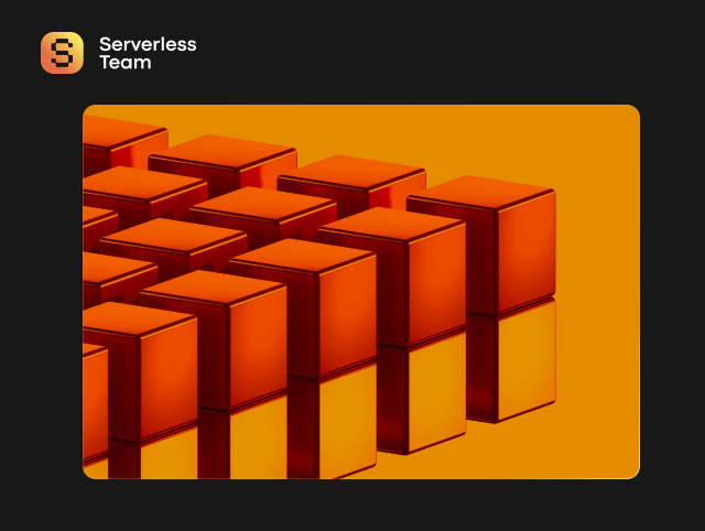 Square blocks representing serverless databases in the could.